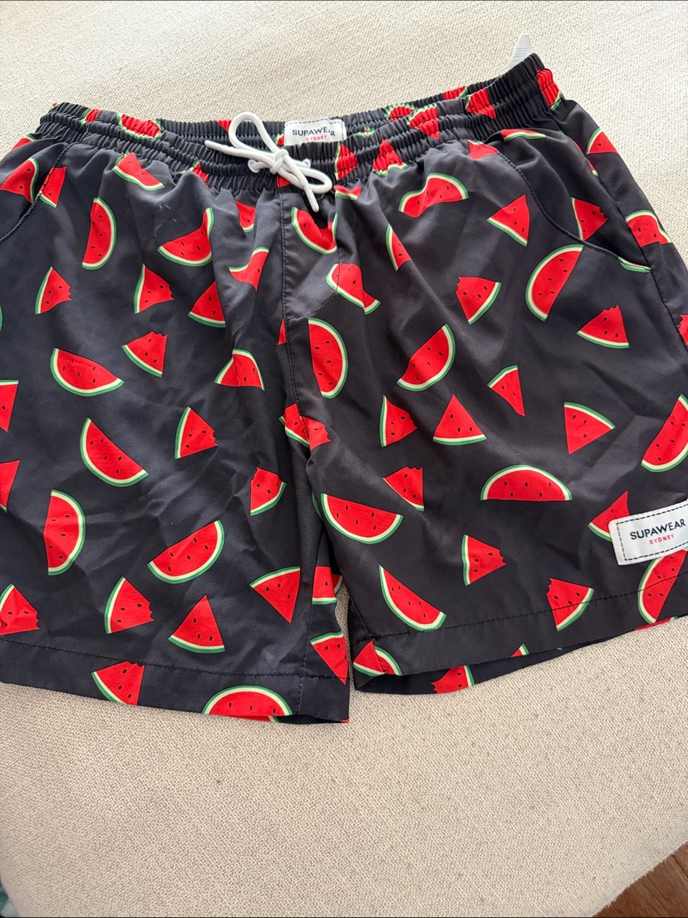 Black Watermelon Slice Swim Trunks for Men